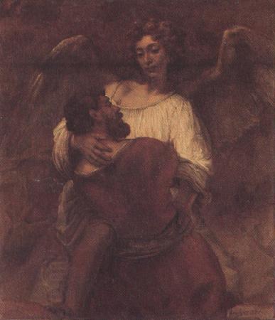 REMBRANDT Harmenszoon van Rijn Facob wrestling with the angel (mk33) oil painting picture